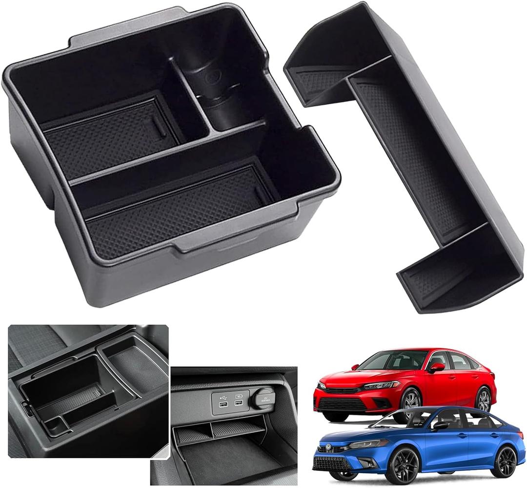 2025 2024 2023 Civic Center Console Organizer Tray for 2023 2022 Honda Civic 11th Gen Sedan Hatchback Touring EX Sport Civic 2022 Accessories 2023 Central Console Organizer Insert Tray(2pcs)-S