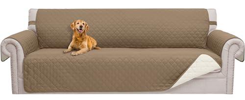 HOMERILLA Reversible Oversized Large Couch Cover for Dogs Water Resistant Washable Pets Furniture Protector Sofa Cover with Elastic Straps (Oversized Sofa 78", Taupe/Ivory)