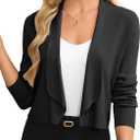 GRACE KARIN Womens Cropped Sweater Blazer Lightweight Cardigan Dressy Work Long Sleeve Shrug Knit Blazer Business Casual (Black, M)