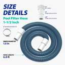 1.5" 6ft Heavy Duty Above Ground Pool Hose Replacement Kit Compatible with Intex Pool Filter Pumps, Includes 2 Durable 6 Foot Hoses, 2 Connection Adapters, 4 Clamps, 2 Tapes