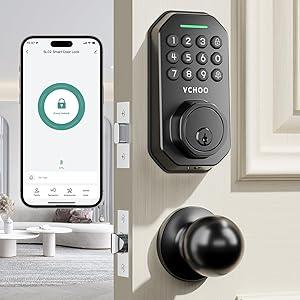 Keyless Entry Door Lock with Handle App Control Door Locks for Front Door Anti-Peeping Password Smart Door Lock for Homes Hotel Bedroom Doors with 2 Door Knobs