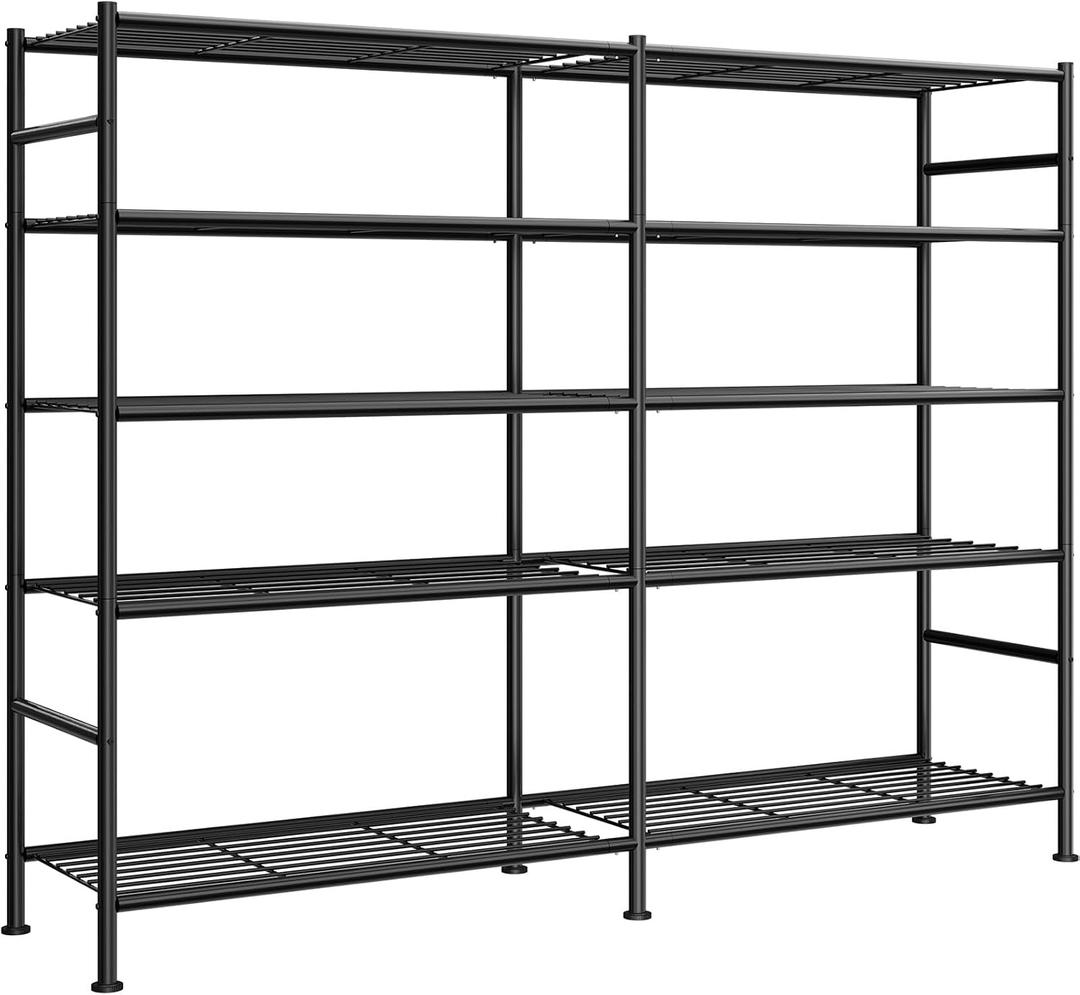 Sakugi Storage Shelves - 5-Tier Heavy Duty Garage Shelving Units with Leveling Feet & Wall Anchor, Large-Capacity Metal Shelf for Garage, Pantry, Kitchen, 59.1" x 15.7" x 69.2", Black