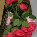 72 Pcs Artificial Roses Hot Pink, Pink Fake Silk Roses Realistic Roses Faux Flower Indoor Wedding Home Decor, Birthday Decorations