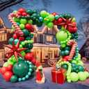 Bonropin 183pcs Christmas Balloon Garland Arch kit with Christmas Red Lime Dark Green Metallic Green Balloons Candy Cane Gift Box Explosion Star Foil Balloons for Xmas Party Decorations