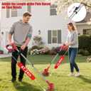 Weed Wacker 21V, Bamse Cordless String Trimmer with 2 Batteries 2.0Ah, 2 Types Metal Blades Powered Weed Eater, Pruning Shears, Adjustable Pole GrassTrimmer for Garden and Yard Lawn, Red