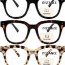 3 Pack Bifocal Reading Glasses For Women Clear Top Oversized Round Frame With Spring Hinge, 1.5X