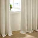 Beige Linen Pinch Pleated 120 Inch Curtains 2 Panels for Living Room Bedroom Memory Training Shape Semi Sheer Neutral Flax Pinch Pleat Drapes with Hooks Rings Light Filtering Window Curtain 40x120