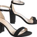Ankis Heels for Women Open Toe Ankle Strap Chunky Heel Sandals 2.75 Inch (Black), 9.5B