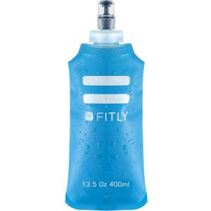 FITLY Soft Flask - Shrink As You Drink Soft Water Bottle for Hydration Pack - Folding Water Bottle Ideal for Running, Hiking, Cycling, Climbing & Rigorous Activity (13.5 Ounces, Blue)