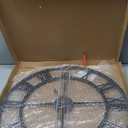 LEIKE Large Wall Clock, 24" Completely Silent, Non Ticking, Battery-Operated,Rustic Round Modern Metal Wall Clock Decor for Living Room, Bedroom and Kitchen, (60cm, Black-Roman Number)