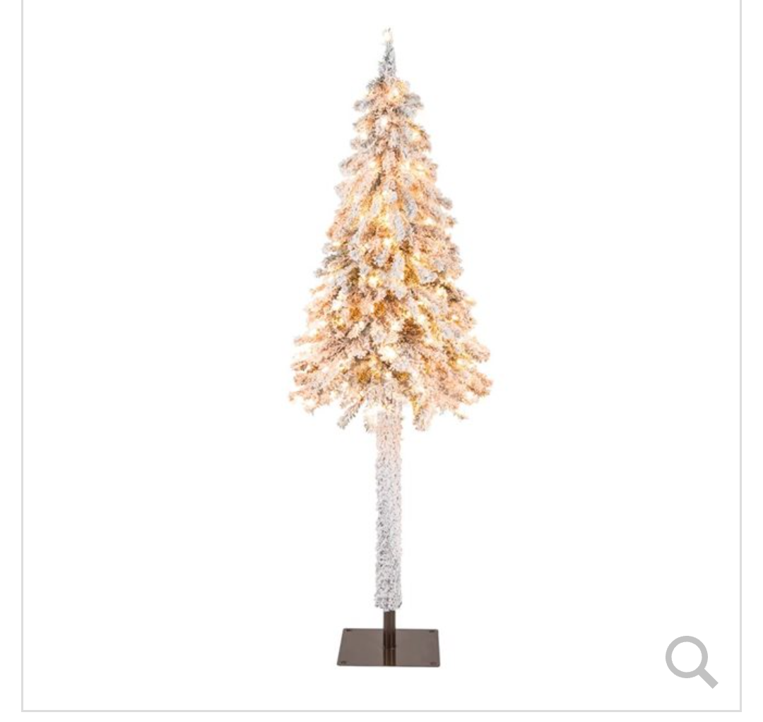 6-ft Pre-Lit Slim Pencil Christmas Tree with Snow Flocked Xmas Décor - 175 Lights
