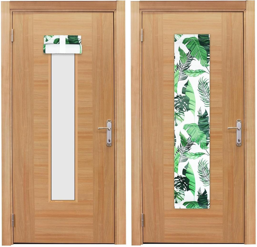 YLOLUL 2 Pcs Classroom Door Window Cover Plants Border Curtains Blackout Shades for Doors Window Covering for Glass Door Darkening Blackout for Room Decor Girls Kids (8"W x 36"L (Pack of 1))