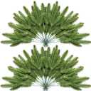 30PCS Christmas Pine Needles Green Artificial Pine Branches Fake Greenery Pine Picks for Christmas Crafts Garland Wreath Twigs Stems Tree Decorations