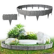 SELIVO New Landscape Edging Border,32 ft Plastic Stone Effect Garden Edging Border for Lawns,Flower Beds,Patios,Yard (40 pcs,Gray)