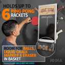 JOOLA Game Room Organizer with Ping Pong Paddle Holder, Table Tennis Ball Basket, Scoreboard, and Chalkboard
