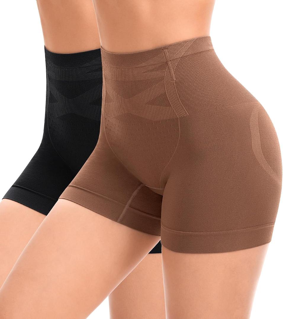 Slip Shorts for Under Dresses Seamless Shaping Boyshorts Panties Tummy Control Underwear Shapewear for Women 2 Pack, XL