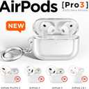 2 x for Airpods Pro 3 Case Clear, Soft TPU Transparent Anti-Yellowing for Apple AirPods Pro 3rd Generation (2025) Case Cover for Men & Women with Keychain, Military-Grade Shockproof, Clear+Stone