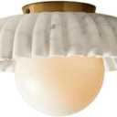 Nordic Home Farmhouse Bar Ceiling Lamp Close to Ceiling Light Fixtures Nordic Fluted Marble Ceiling Light Semi Flush Mount for Corridor Cloakroom Porch Bedroom Foyer Coffee Shop Art Display