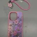 Case for iPhone 16 Pro, Cluster Floral Real Flowers Phone Case for Women, Slim Durable Protective Cover with Oil-Painting Art Design, Military-Grade Drop Protection, Pink 6.3"