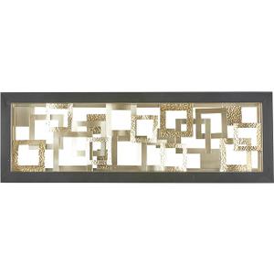 Deco 79 Metal Geometric Home Wall Decor Square Ribbon Wall Sculpture with Black Frame, Wall Art 16" x 2" x 48", Gold