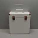 Vinyl Storage and Carrying Case - Waterproof LP Caddy, Dustproof Portable Organizer, Collector's Showcase - Holds 50 7-12 Inch Records - Ideal for Theater Rooms and Rare Collections (White)