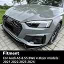 3pcs Front Bumper Lip Spoiler for Audi A5 S5 8W6 2021-2024