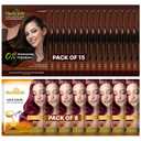 Herbishh Travel Pack Hair Dye Color Shampoo + 8pc Argan Hair Mask Sachet (Dark Brown, 15 Sachets)