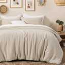 David's Home Cotton Muslin Comforter Set King Size, Soft Lightweight Breathable Cozy Skin-Friendly, 3PCS Linen Like Gauze Bedding with Pillow Shams, Aesthetics Home Decor & Giftable, Natural