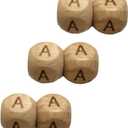 104pcs Wood Alphabet Letter Beads 12mm Mix Natural Square Beech Wooden Letter Beads for Jewelry Making Name DIY Beading Necklace