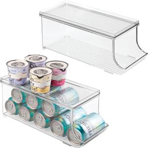 iDesign Soda Can Organizer with Lid for Pantry or Refrigerator - Set of 2 - Clear - Made in USA