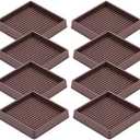 VOCOMO 3X3 Rubber Caster Cups, Non Slip Furniture Pads, Anti-Slip Furniture Gripper, Anti Skid Furnitures Feet, Anti Slide Floor Protector for Bed Couch Stoppers (Brown, 8 Pack)