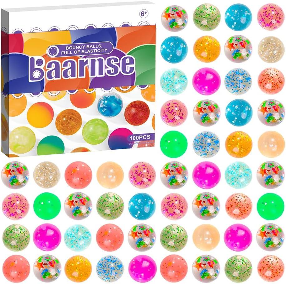100PCS Colorful Clear Small Bouncy Balls with Gift Box Mixed Colors Bounce Bouncy Balls Party Favors, Carnival Prizes, Birthdays Gift, Easter Gifts (Colorful)