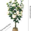 45" H Artificial Camellia Tree 2 Pack - Woven Planter with 28 Flowers,Faux Plant for Office Decor & Indoor Outdoor Home Wedding Decor(White)