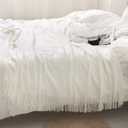 Homiest Decorative Knitted Throw Blanket with Fringe Soft & Cozy Tassel Blanket for Couch Sofa Bed- 50 x 60 (50" x 60", Ivory)