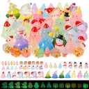 48PCS Mini Christmas Luminous Figurines Christmas Resin Miniatures Glow in The Dark Tiny Figures to Hide Small Snowman Figures for Xmas Goodie Bag Mini Presents for Crafts