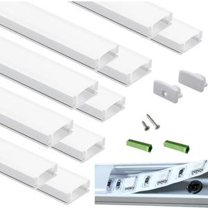 THMOOTHER Matte White 10-Pack 3.28FT Pre-Drilled Clip Free LED Strip U Channel Diffuser, Tight and Flush Mounted Under Cabinet Tape Track Aluminum Low Profile with UV Resistance Milky Cover (10)