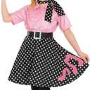 fun shack - Poodle Skirts for Girls, 50s Outfit for Girl, Poodle Skirt, Halloween Costumes for Girls, Kids Halloween Costumes (Medium, Black)