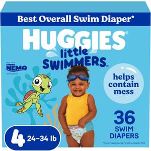 Huggies Little Swimmers Disposable Swim Diapers, Size 4 (24-34 lbs), 36 Ct (2 Packs of 18)