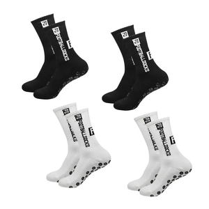 TONGXiNHUA and three Chinese characters 4 Pairs Men's Athletic Socks Grippy Non-Slip Basketball Dot Rubber Non-Slip Soccer Socks, One Size Tall, 2 White + 2 Black