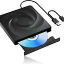 External CD/DVD Drive for Laptop External DVD Drive, DVD Player Portable CD Reader for Laptop, CD Burner Compatible with PC Windows 11/10//7 Linux Mac OS (Black)