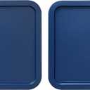 Replacement Lids fits Pyrex 3-Cup Glass Food Storage Container Bowls, (7.75 x 5.75-Inch) Plastic Rectangle Lids Covers for Pyrex 7210-PC, Airtight & Leakproof (2-Pack, Blue)