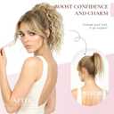 ZQIAN BEAUTY Claw Clip Ponytail Extension - 12 Inch Curly Ponytail Extension, Wavy Pony Tails Hair Extensions, Synthetic Hair Extensions Ponytail for Women (Color: Blonde with Bleach Blonde Ends)