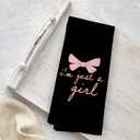 Coquette Trendy Black Pink Bows Kitchen Towels, Coquette Party Decor, Baby Girl Gifts, Girls Room College Dorm Apartment Bathroom Decor Decoration Tea Towels Kitchen Hand Towels 16x24 Inch