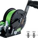 1600lbs Heavy Duty Boat Trailer Winch with 26FT Strap, 2-Way Ratchet & 4:1 Gear Trailer Winch, Portable Hand Crank Winch for Boat, Truck, Trailer, RV, ATV, Jet Ski