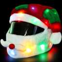 Relaxweex Light up Christmas Motorcycle Helmet Cover Extra Large Santa Claus Hat Decoration 18.78 x 15.75 Inch Helmet Cover (Red-green Altering)