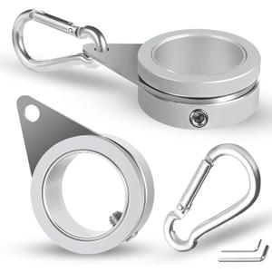 Anovo Flag Pole Rings, Flagpole Rings Aluminum Alloy 360 Rotating Anti Wrap Flag Mounting Spinning Ring Clips for 0.75-1.02 Inch Diameter Flagpole(1 Inch -Pack of 2, Matte Silver)