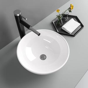13"x13" White Ceramic Porcelain Small Bathroom Round Vessel Sink Bowl Basin Above Counter Vanity