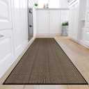 KIMODE 30"x70" Farmhouse Kitchen Mats for Floor, Long Kitchen Runner Rug Non Slip Washable,Absorbent Kitchen Floor Mats Runners for Hallways Front Sink Entryway Laundry Home,Black/Brown