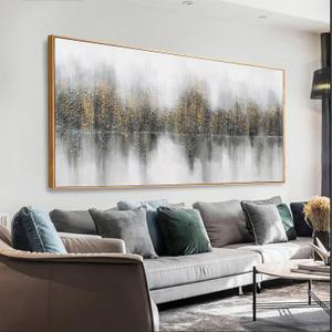 Abstract Wall Art Black Gray And White Painting With Gold Foil Abstract Pictures For Wall Decor Modern Abstract Canvas Painting Artwork For Living Room Bedroom Home Office Wall Decorations 29" X 58"