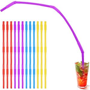 Geiserailie 12 Pieces Flexible Drinking Straws Extra Long Bendy Plastic Straws for Party Camping Limited Mobility Situations Dishwasher(Red, Yellow, Blue, Purple, 28 Inches)